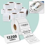 White Self Adhesive Label Sticker, Blank Rectangle 60 x 30mm Address Thermal Label Roll for Thermal Printer Sticky for Office Kitchen Fridge Jam Food Container Spice Jar - Pack of 12 Rolls