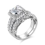 SHELOVES 4Ct Bridal Rings Set Engagement Wedding Rings for Women 925 Sterling Silver Princess AAAAA Cubic Zirconia Sz N