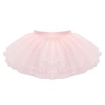 EASTBUDDY Tutu Skirt for Girls Elastic Kids Ballet Dance Tutu 4 Layers Tulle Skirt for Toddler Baby 5-7 Years（Pink/M）