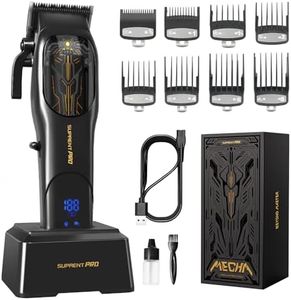 SUPRENT® PRO Professional Hair Clippers for Men- High Torque Brushless Motor with DLC Coated Ceramic Blade, Mens Cordless Hair Clippers Set for Barbers with Charging Base, Fashion Gift for Men (Black)