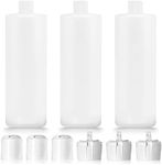 IMPRESA 3 Pack 16oz Plastic Bottle with 6 Caps in 2 Styles - BPA Free Latex-Free, Food-Grade, Great for Shampoo, Body Wash, Sauce and More