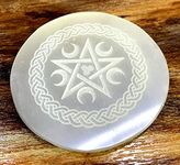 crystalmiracle 3" Selenite Round Etched Charging Reiki Plate Crystal Healing Wellness Gift Handcrafted Positive Energy