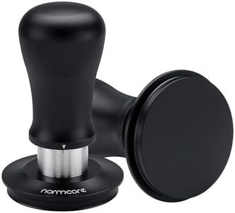 Normcore 58.5mm Coffee Tamper V5, Spring-Loaded Espresso Tamper with 6 Adjustable Pressure Settings, Tri-Spring Technology, Titanium-Coated Flat Base, Aluminum Handle and Silcone Stand, Black