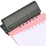 BATINO 6 Hole Punch, Hole Puncher A4 A5 Adjustable Pitch Office Binder Punch Metal Hole Punch Desktop Planner Punch for A3 A6 B3 B3 B4 B5 B6 B7 Size Six Ring Binder Planner,8 Sheet Punching (Black)