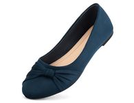 MaxMuxun Women Pregnant Walking Casual Dolly Shoes Slip-on Bow-tie Ballet Ballerina Pumps After Party Navy Flats Size 6 UK / 39 EU