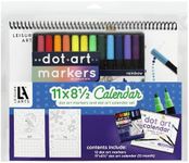 Leisure Arts Dot Art - Calendar, 8.5"X11, W/Markers, Blank Calendar, Dot Markers, Paint, Art Markers, Paint Paint Dotters, Dotters, Coloring, Adult Coloring