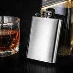 ON STORE Stainless Steel Hip Flask 8 oz (230 Ml),Wine Whiskey Vodka Alcohol Drinks Pocket Bottle with Funnel Gift Set for Men Women (Silver)