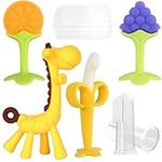 Chuya Teething Toys (4 Pack) Teething Toy for Baby, Teach Teeth Brushing ,BPA-Free,Chew Toy for Infants Toddlers Silicone Baby Teethers Giraffe Fruit Teething Stick for Babies 3 Months+