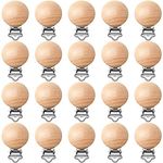 20 Pieces Natural Beech Wood Pacifier Clips Toy Suspender Clips Charm DIY Pacifier Clips Wood Pacifier Holder for Teething Baby (Round)