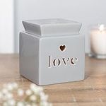 RAJX Love Cut Out Wax Melt Burners, Essential Oil Diffuser & Wax Warmer Melter, Aromatherapy Gifts for Mothers Day, Fragrance Wax Burner for Home and Bedroom Decor (12cm) (Love Grey)