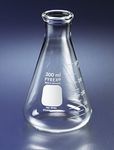 PYREX 250mL Narrow Mouth Erlenmeyer Flasks with Heavy Duty Rim , 12/pk