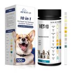 AlievePet Cat & Dog Urine Test Strips 10-Parameter 100ct, Diabetes Testing, Blood Ketone Testing UTI Test Kit, Glucose, Nitrite, Specific Gravity, pH, Protein, Leukocycles & More.1 Pack