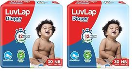 LuvLap Pant Style Baby Diapers, New Born/X-Small (NB/XS), 30 Count, For babies of Upto 5Kg with Aloe Vera Lotion for rash protection, with upto 12hr protection, Diapers (Pack of 2)