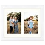 AVEAX 8x10 (20x25 cm) Photo Frame Display Double 4x6 Frames Multiple Photos, White