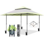 EAGLE PEAK 4m x 4m Pop Up Canopy Tent Instant Outdoor Canopy Easy Single Person Set-up Folding Shelter w/Auto Extending Eaves (Gray/Green)