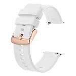 BISONSTRAP Watch Strap 20mm, Quick Release Silicone Watch Bands for Men Women (White, Rose Gold Buckle)