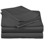 Mattress-Homes 600 Thread Count 100% Long Staple Soft Cotton, 4 Piece Sheets Set, RV Short Queen Size,Smooth & Soft Sateen Weave, Luxury Hotel Collection Bedding, Dark Grey Solid