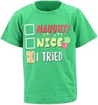 Unique Baby Boys Naughty Nice I Tried Kids Christmas Shirt Clothes (12Y, Green)
