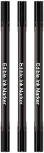 3pcs Black Edible Markers for Cookie Decorating, Food Coloring Pens, Double Side Food Grade Pens with Fine & Thick Tip for Decorating Fondant, Cakes, Cookies, Easter Eggs, Frosting, Macaron
