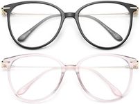 Gaoye Blue Light Blocking Glasses Women/Men, Fashion Cat Eye Fake Eyeglasses UV Ray Filter Computer Gaming Glasses (Black+Pink)