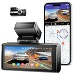 AZDOME M580 5K 5GHz WiFi Dash Cam Front and Rear, 4 Inch Touchscreen Dash Camera for Cars, Free 64GB Card Dash Camera 4K+1080P GPS WDR Night Vision 24H 4 Modes Parking Monitor, Max up Support to 256GB