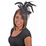 Jacobson Hat Company Women's Flower Headband with Feather, Black, Adult
