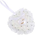 Wedding Ring Pillow Heart Shape Wedding Ring Pillow Ring Box Pillow Cushion Rose Wedding Ring Cushion Ring Box Wedding Favors White