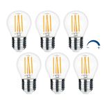 Akynite G45 E27 LED Bulb Dimmable 4W Warm White 2700K, 400LM, E27 40W Equivalent, AC 220V, Golf Ball ES Screw LED Light Bulb, P45 LED Filament Bulb, E27 Mini Globe Clear Bulbs, 6PCS