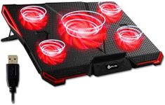 KLIM Cyclone - Laptop Cooling Stand - Maximal Cooling - XL Laptop Stand With 5 Cooling Fans - Compatible with PS5 PS4 Gaming Laptop Cooling Pad (Red) [New 2024 Version]