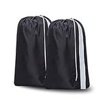 Pack of 2 Heavy Duty Travel Laundry bag black XL (30*40) with straps, Nylon Material, Locking Drawstring, Durable and washable, Extra large bag, Rip and Tear Resistant ,Mesh bag dirty Cloth Organizer