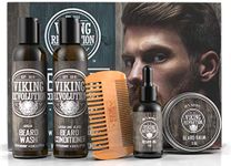 Viking Revolution Beard Kit Conditioner - Beard Grooming Kit Soften, Smoothes, Soothes Beard - with Beard Wash, Conditioner, Beard Oil, Beard Balm & Beard Comb - Gifts for Men
