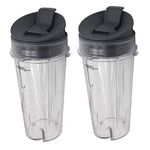 joystar 2piece 16oz Ninja Replacement Cup for Nutri Ninja with BL660/BL663/BL663CO/BL665Q/BL771/BL773CO/BL810/BL820/BL830/QB3000/QB3000SSW/QB3004/QB3005