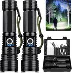 Rechargeable Flashlight 300,000 Lumens, BCOTE Super Bright Led Flashlights, Flash Light with ΒATTERY & 12 Hours Runtime, Zoomable, IPX6 Waterproof Flashlight High Lumens for Emergency Camping