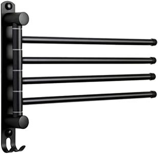 JSVER Porte-Serviettes Salle de Bain avec 4 Barres 180°Rotatives Sèche-Serviettes en Acier Inoxydable SUS304 Porte Serviette Murale pour Cuisine Lavabo- Noir