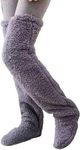 NICEYEA Women's Winter Warm Knee High Socks Thick Plush Slipper Stockings Furry Extra Long Leg Warmers Sleeve Thigh High Boot Sleeping Socks