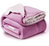 BSB HOME Polyester Micromink Warm Sherpa Super Soft Flannel Solid/Plain Blanket for Light/Mild Winter, Pink, Size 220 X 230 Cms (Approx 7.4 X 7 Ft, Double), 200 TC