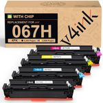 v4ink 067H 067 Toner Cartridge High Capacity Compatible Replacement for Canon 067H Works for Canon Color imageCLASS MF656Cdw MF654Cdw MF653Cdw LBP633Cdw LBP632Cdw LBP630 MF650 Printer 4-Pack