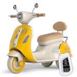 kidsROAR Electric Bike for Kids, Battery Operated Vintage Scooter for Girls and Boys with Music Wide Seat, Safe Bike for Kid, Ages 2-6 Years, Stylish & Fun Design SR-6188 (Yellow)