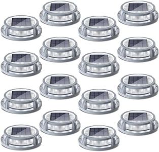 SIEDiNLAR Solar Deck Lights Outdoor 2 Modes 16 LEDs Dock Light Driveway Markers Solar Powered Waterproof for Ground Pathway Step Walkway Stair Road Garden Yard 16 Pack (Cool White/Warm White)