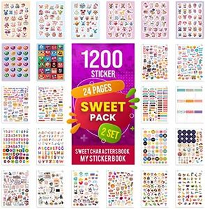 colortouch Sweet Pack Set de 1200 pegatinas para álbum de fotos, para jóvenes y adultos, muchos diseños diferentes para ordenador portátil, tableta, teléfono móvil