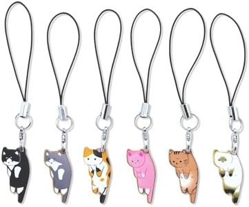 Sopopal 6 Pcs Cat Phone Charm Aesthetic Cell Phone Charm Kawaii With Handmade Cute Hanging Pendants Decor, Metal, No Gemstone