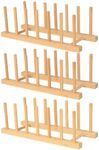 DEBETOOL Bamboo Wooden Dish Drying Rack, 3Pack Wooden Dish Racks Plate Stand Holder for Kitchen Cabinet - Multipurpose Dish Rack Plate Holder for Dish/Plate/Cup/Pot Lid/Cutting Board