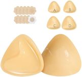 Uiheex Double Sided Sticky Bra Inserts, Reusable Push Up Adhesive Pads with Padding for Bikini, Swimsuit, Sports Bra & Strapless Dresses BeigeB