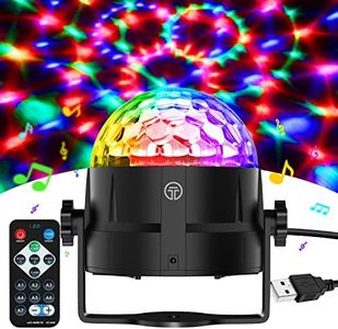 Gobikey Boule Disco de Commande Vocale, 360° Rotative Boule à Facette Couleurs,3 Modes de Musique Jeux de Lumiere avec USB 4M Télécommande et Câble, boule a facette Lumiere Disco pour Fête/Noël/DJ
