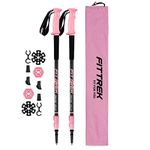 FitTrek Trekking Poles - Hiking Poles - Walking Poles Telescopic - Lightweight Trekking Stick for Women, Men and Kids with Walking Poles Rubber Tips and Pole Bag, 1 Pair