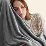 Bedsure Fleece Blanket Sofa Throw - Versatile Blanket Fluffy Soft Throw for Bed and Couch Twin/Double, Silver Grey, 150x200cm