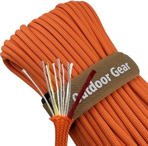 4-in-1 100ft 550 Paracord 550 Fire Cord Paracord 10 Strand, 5/32" Diameter U.S. Military Type III 550 Parachute Cord (MIL-C-5040H) with Integrated Fishing Line, Fire-Starter Tinder, Orange