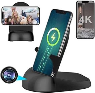 Hidden Camera Spy Camera WiFi Wireless Phone Charger, Nanny Spy Cam Motion Activated,HD1080P/4K (Rotate Lens) with 250°Viewing Angle, camaras espias ocultas for Home Office