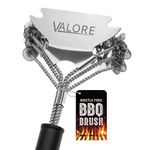 Valore BBQ Brush Bristle Free – 2 in 1 Grill Scraper & Barbecue Brush – Stainless Steel BBQ Grill Brush & BBQ Scraper Combo for Outdoor Grills – BBQ Brushes for Grill