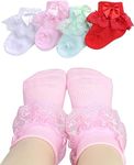 CUTEABLY Frill Lace Socks for Baby Girls, Newborn/Infant/Toddlers, Assorted Colours (6-12 Months)